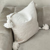 Housse de Coussin à pompons 50cmx50cm blanc