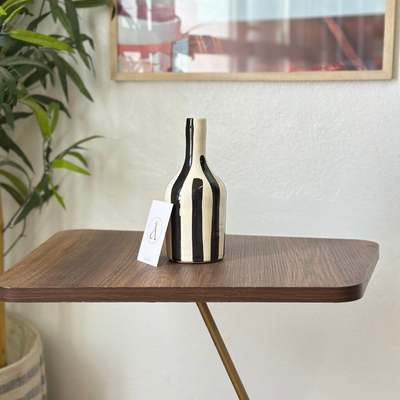 Black striped bottle vase