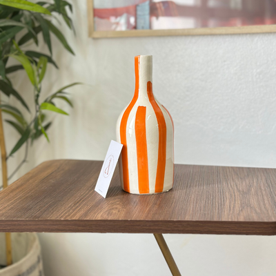Striped orange bottle vase