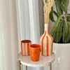 Orange striped handmade terracotta candle with Orange Blossom scent