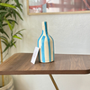 Striped turquoise blue bottle vase