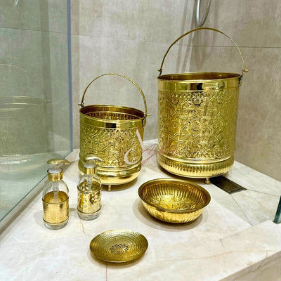 Seau grand en laiton traditionnel - Ajbir