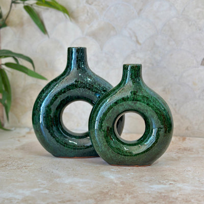 Medium elongated Tafoukt varnished handmade vase