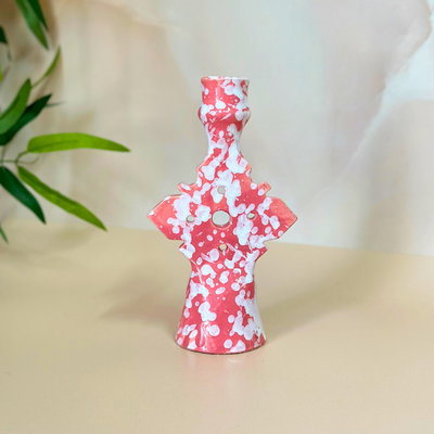 Speckled pink candle holder