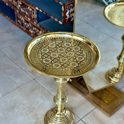 Handcrafted side table 100% gold-plated brass