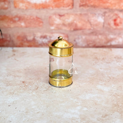 Glass and gold brass box