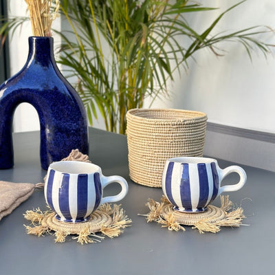 Tasse à café rayée bleu - Ajbir