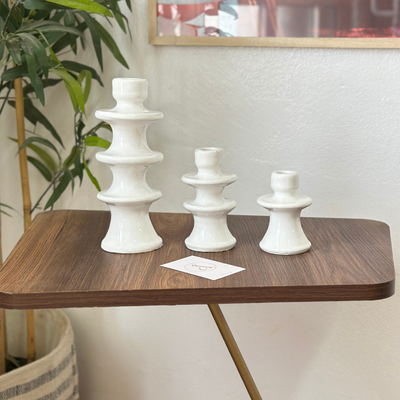 Modern white candle holder