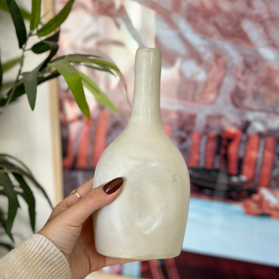 Small cream bottle handmade vase