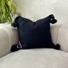 Housse de coussin à pompons 50cmx50cm noir