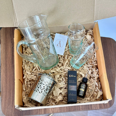 Handmade clear carafe gift box