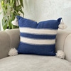 Housse de Coussin à pompons 45cmx45cm bleu roi