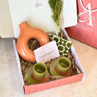Olive green Tafoukt handcrafted gift box