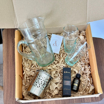 Handmade clear carafe gift box