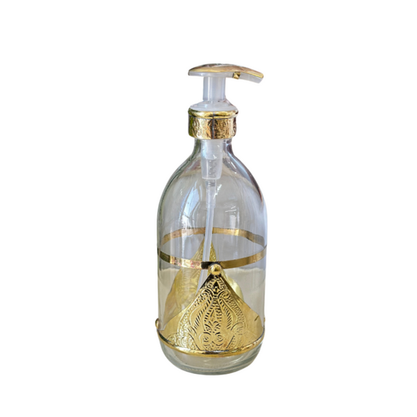 Distributeur de savon en verre et laiton doré grand Adrar - Ajbir