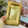 Rectangular hammered tray in gilded brass
