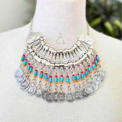 Dihia silver and turquoise Amazigh necklace