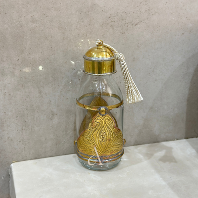 Bouteille de savon liquide en verre en laiton dorée - Ajbir