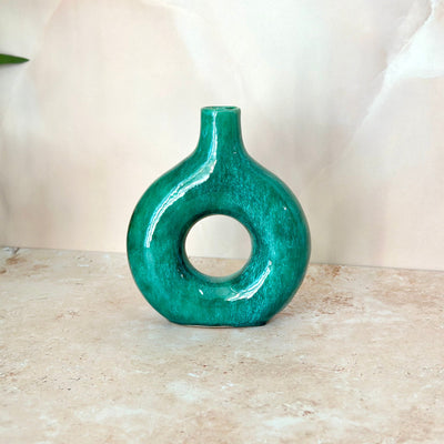 Medium elongated Tafoukt varnished handmade vase