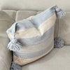 Housse de Coussin à pompons 50cmx50cm Gris crème