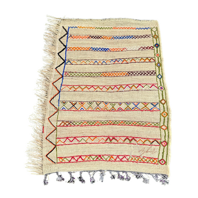 Tapis Extérieur en osier et laine 1m50/1m30 - Ajbir