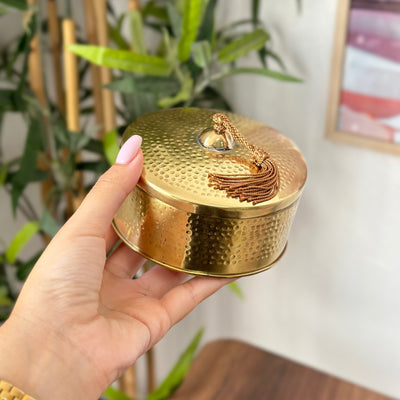 Hammered Gold Brass Storage Box