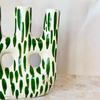 Afous small green and white glazed handmade vase