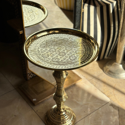 Handcrafted side table 100% gold-plated brass