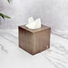 Cube tissue box in light bronze brass