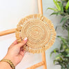 Izra natural raffia saucer with fringes
