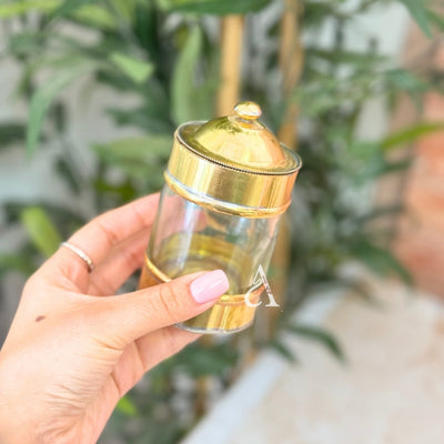 Glass and gold brass box