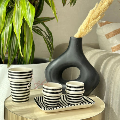 Tasse à café beldi rayée noir - Ajbir
