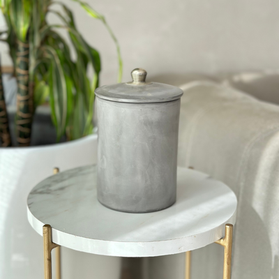 Long, curved gray storage box