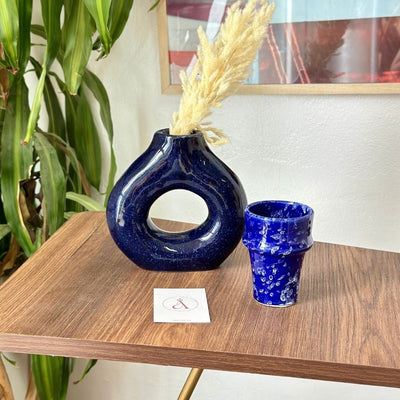 Tasse à café beldi bleu roi moucheté - Ajbir