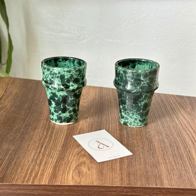 Tasse à café beldi vert clair moucheté - Ajbir