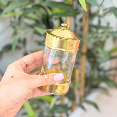 Glass and gold brass box