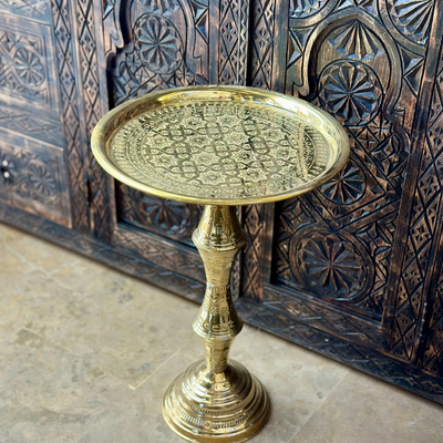 Handcrafted side table 100% gold-plated brass