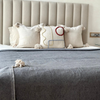 Plain grey handmade plaid with cream pompom 2.80m x 2.00m