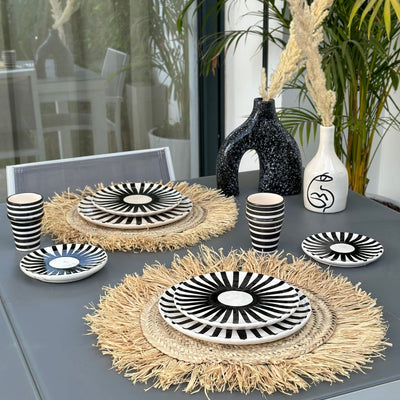 Service assiettes Tafoukt noir (12 pièces) - Ajbir