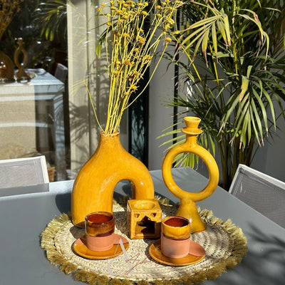 Porte bougie jaune moutarde - Ajbir