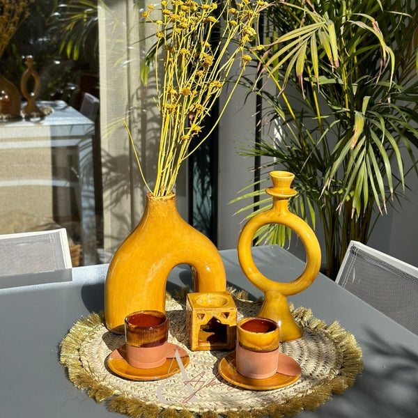 Porte bougie jaune moutarde - Ajbir