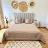 Plain handmade pompom throw Beige 2.80m x 2 m