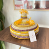 Grand panier tagine à pompon jaune et mauve