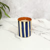 Handmade striped terracotta candle with Musk scent