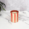 Handmade striped terracotta candle with Orange Blossom scent