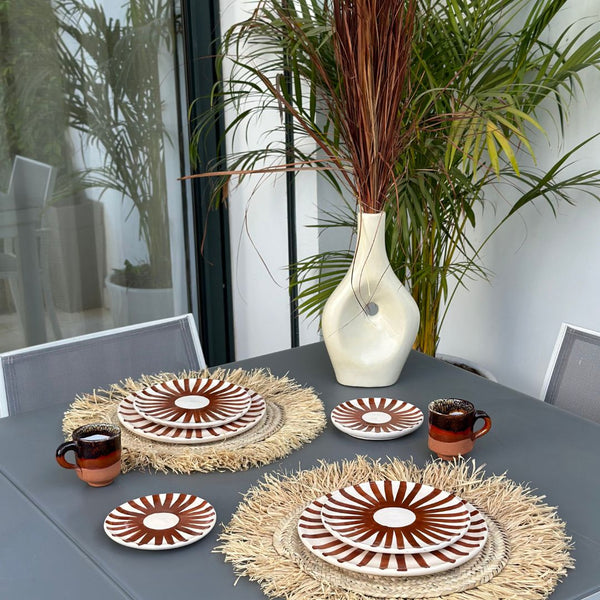Service assiettes Tafoukt terracota (12 pièces) - Ajbir