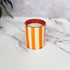 Handmade striped terracotta candle with Musk scent