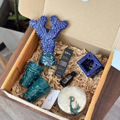Aknari handmade gift box in petrol blue