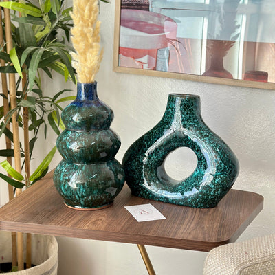 Medina blue speckled handmade vase