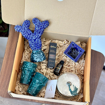 Aknari handmade gift box in petrol blue